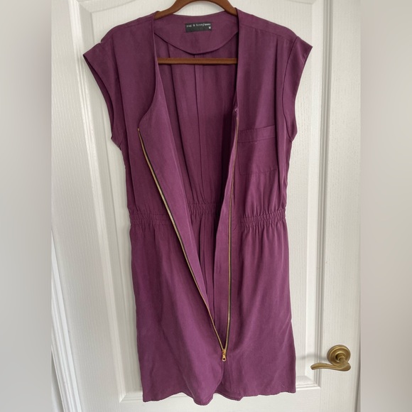 Rag & Bone Sleeveless Front Zipper Purple Lyocell Napoli Dress - Sz 8 - Picture 3 of 5